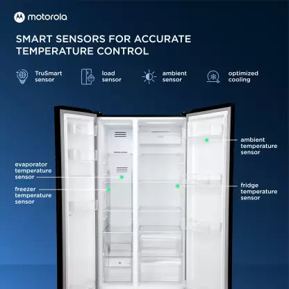Motorola 592 L Smart Wifi Enabled Frost Free Side by Side Refrigerator (Premium Black, 592HSMTB)(OPEN BOX) Motorola 592 L Smart Wifi Enabled Frost Free Side by Side Refrigerator (Premium Black, 592HSMTB)(OPEN BOX)